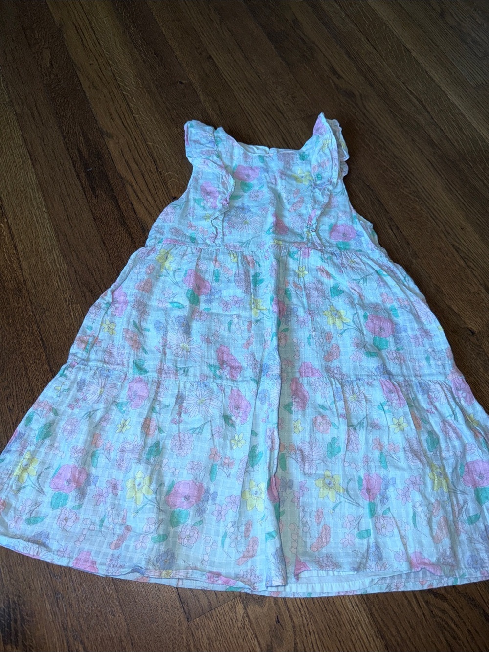 Cat & Jack White Sundress with Pastel Pink, Yellow & Mint Floral Print